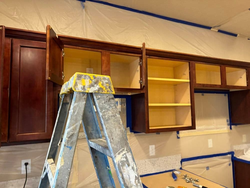 Dark Cherry Cabinets Painted White in Central Oregon